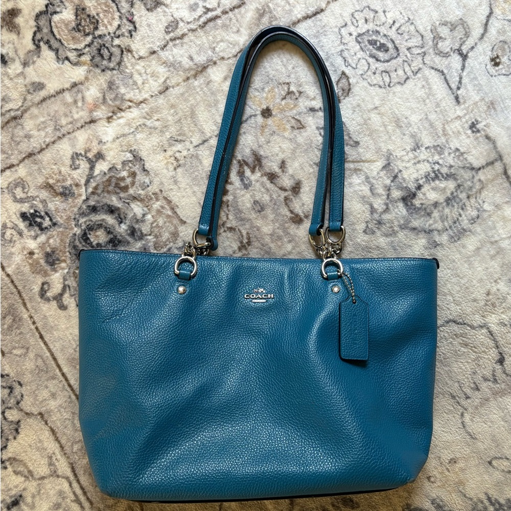 Coach Teal Leather Tote Bag
